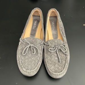 Vaneli Suede Woven Driving Moccasin Loafer Gray Women's sz 7.5